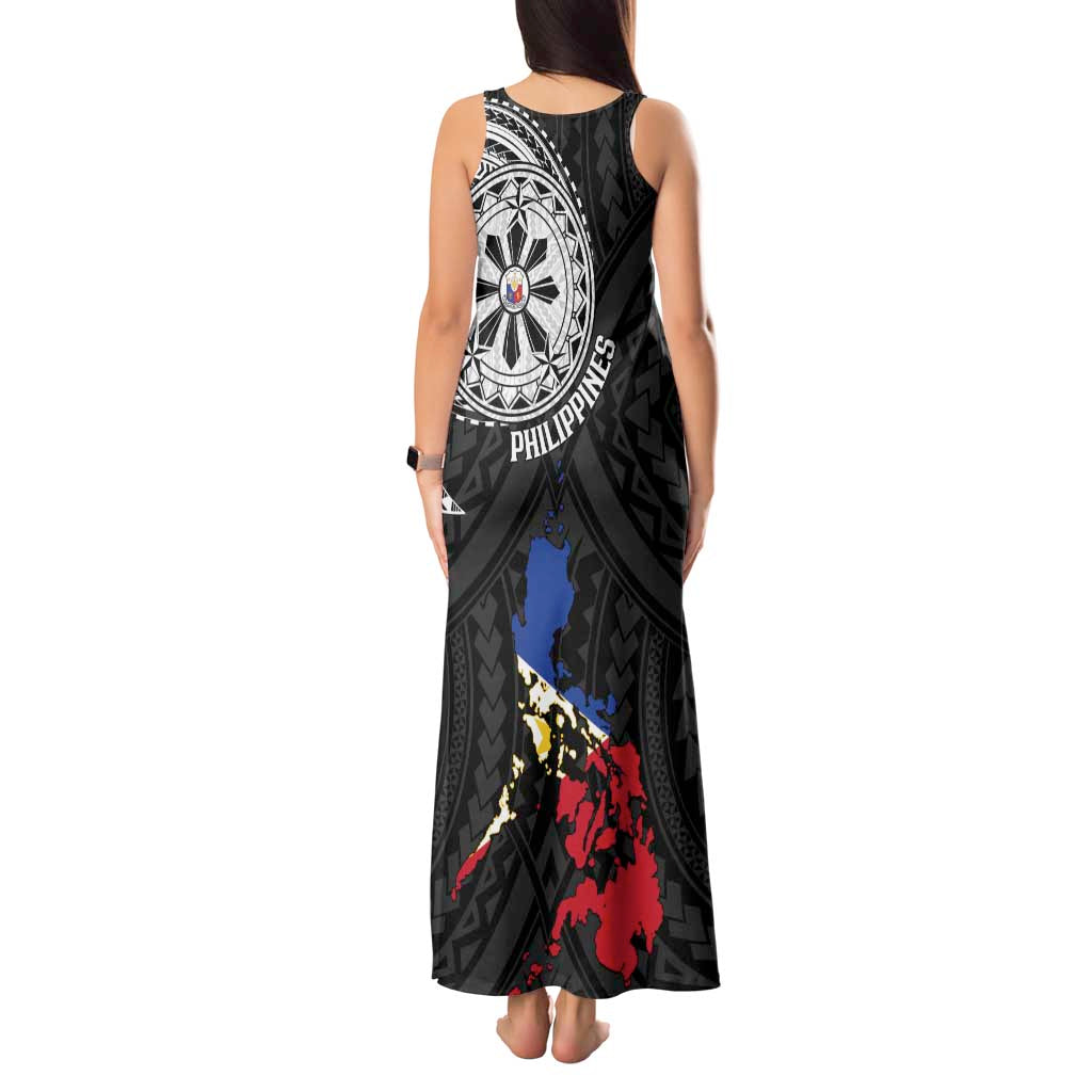 Philippines Strong Tank Maxi Dress Filipino Map Polynesian Tattoo - Polynesian Pride