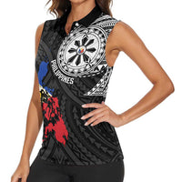 Philippines Strong Women Sleeveless Polo Shirt Filipino Map Polynesian Tattoo - Polynesian Pride