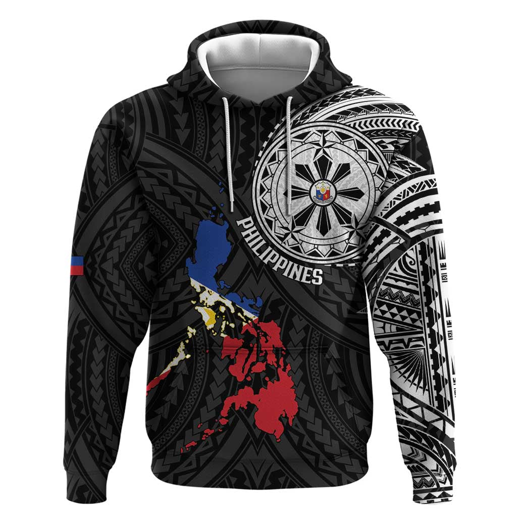Philippines Strong Zip Hoodie Filipino Map Polynesian Tattoo - Polynesian Pride