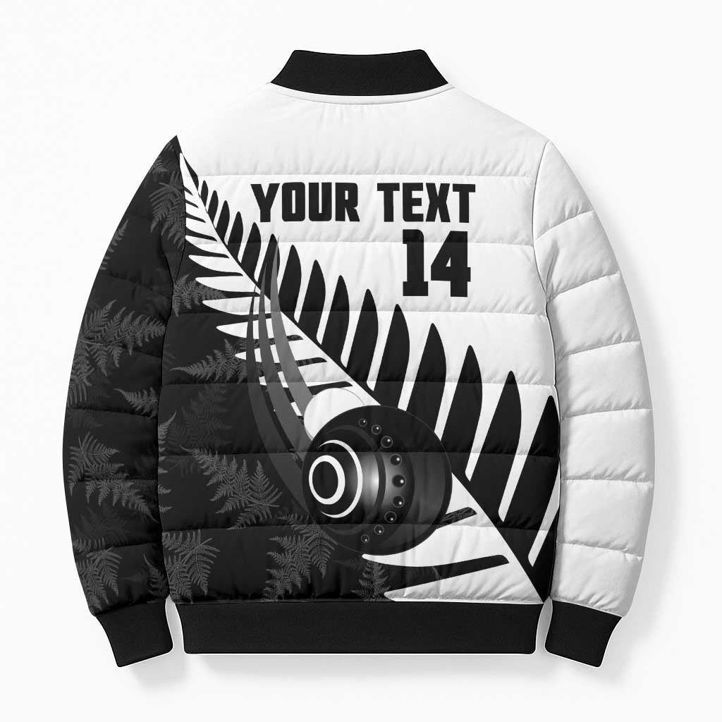 New Zealand Lawn Bowls Custom Bomber Puffer Jacket Aotearoa Silver Fern - Polynesian Pride