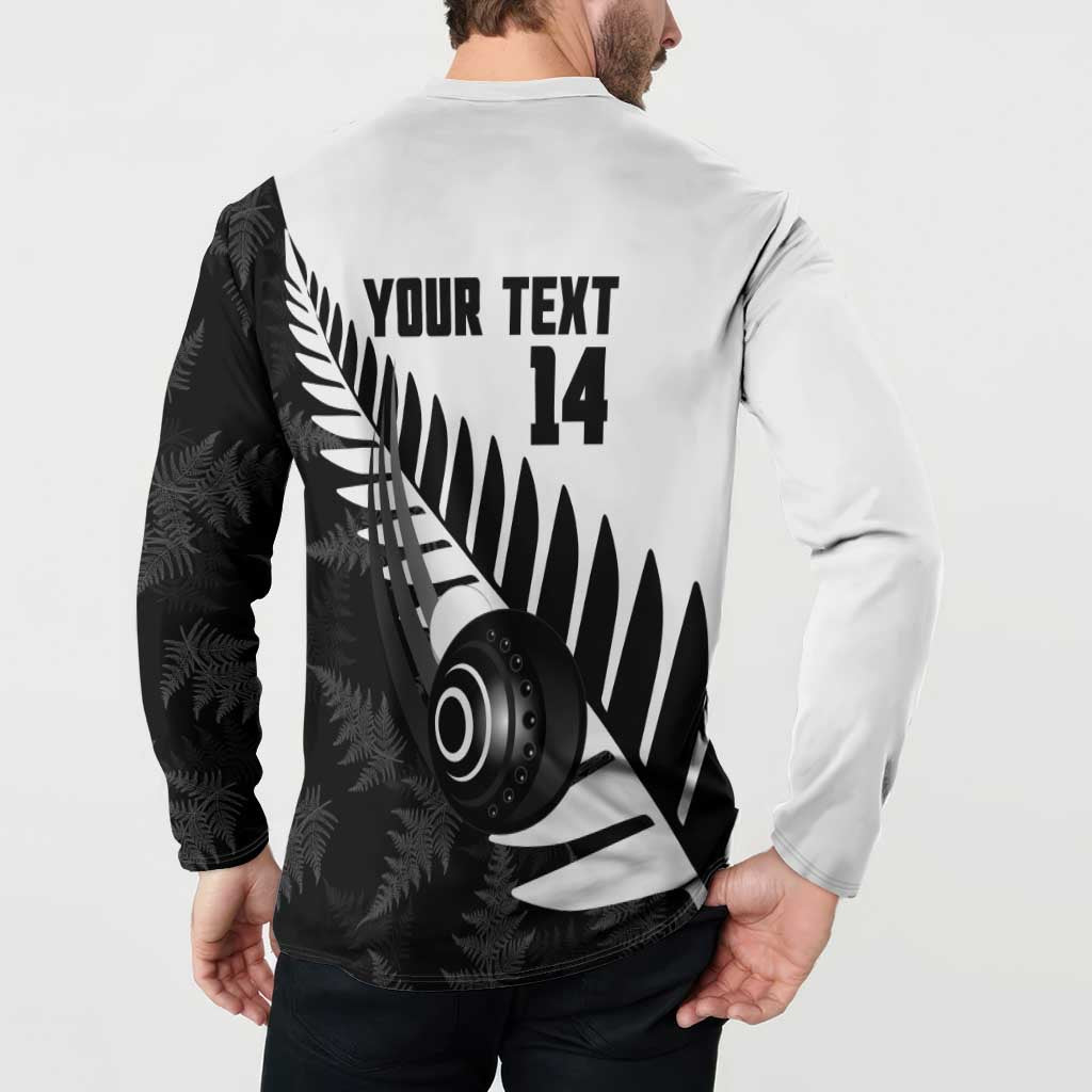 New Zealand Lawn Bowls Custom Button Sweatshirt Aotearoa Silver Fern - Polynesian Pride