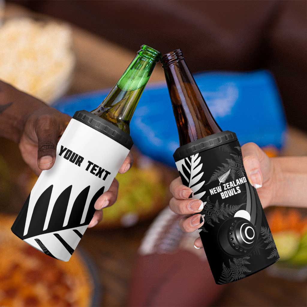 New Zealand Lawn Bowls Custom 4 in 1 Can Cooler Tumbler Aotearoa Silver Fern - Polynesian Pride