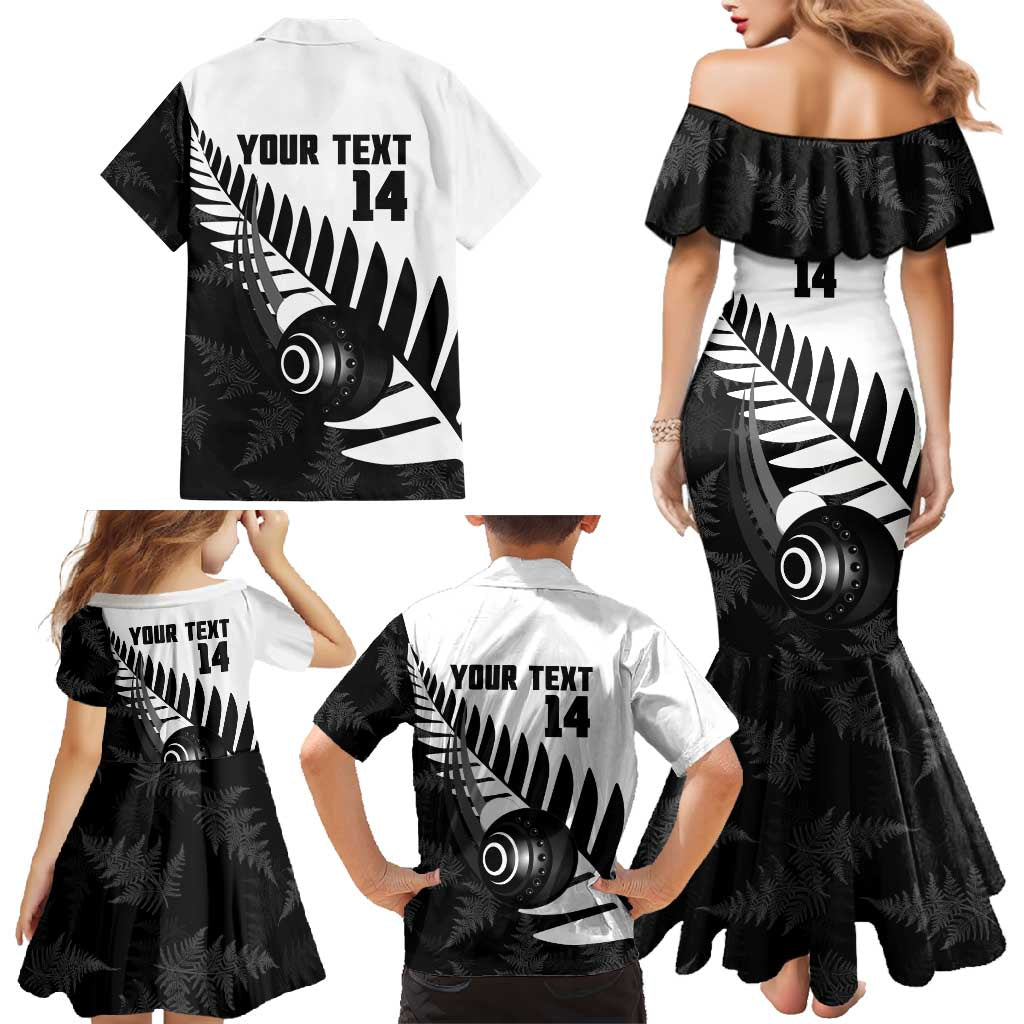 New Zealand Lawn Bowls Custom Family Matching Mermaid Dress and Hawaiian Shirt Aotearoa Silver Fern - Polynesian Pride