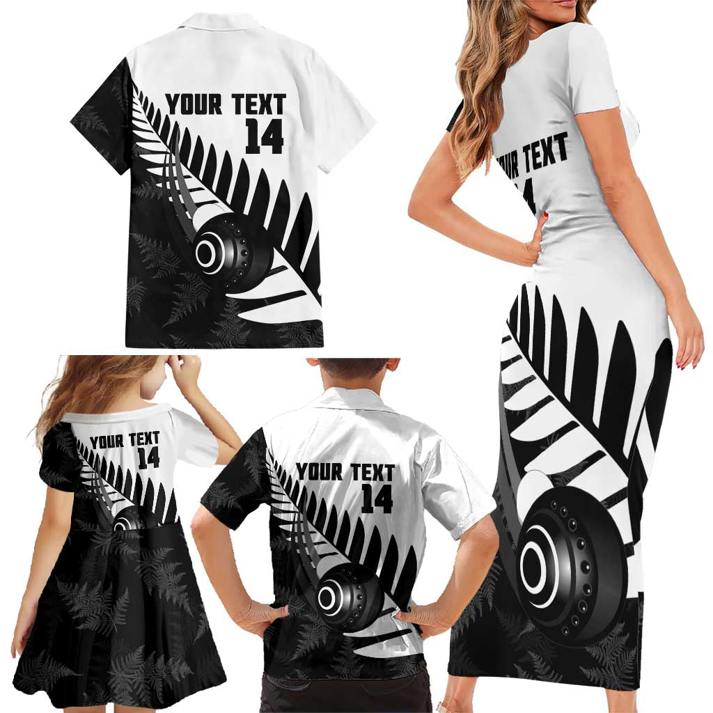 New Zealand Lawn Bowls Custom Family Matching Short Sleeve Bodycon Dress and Hawaiian Shirt Aotearoa Silver Fern - Polynesian Pride