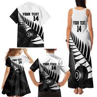 New Zealand Lawn Bowls Custom Family Matching Tank Maxi Dress and Hawaiian Shirt Aotearoa Silver Fern - Polynesian Pride