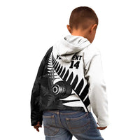 New Zealand Lawn Bowls Custom Kid Hoodie Aotearoa Silver Fern - Polynesian Pride