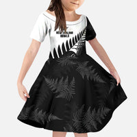 New Zealand Lawn Bowls Custom Kid Short Sleeve Dress Aotearoa Silver Fern - Polynesian Pride