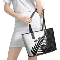 New Zealand Lawn Bowls Custom Leather Tote Bag Aotearoa Silver Fern - Polynesian Pride