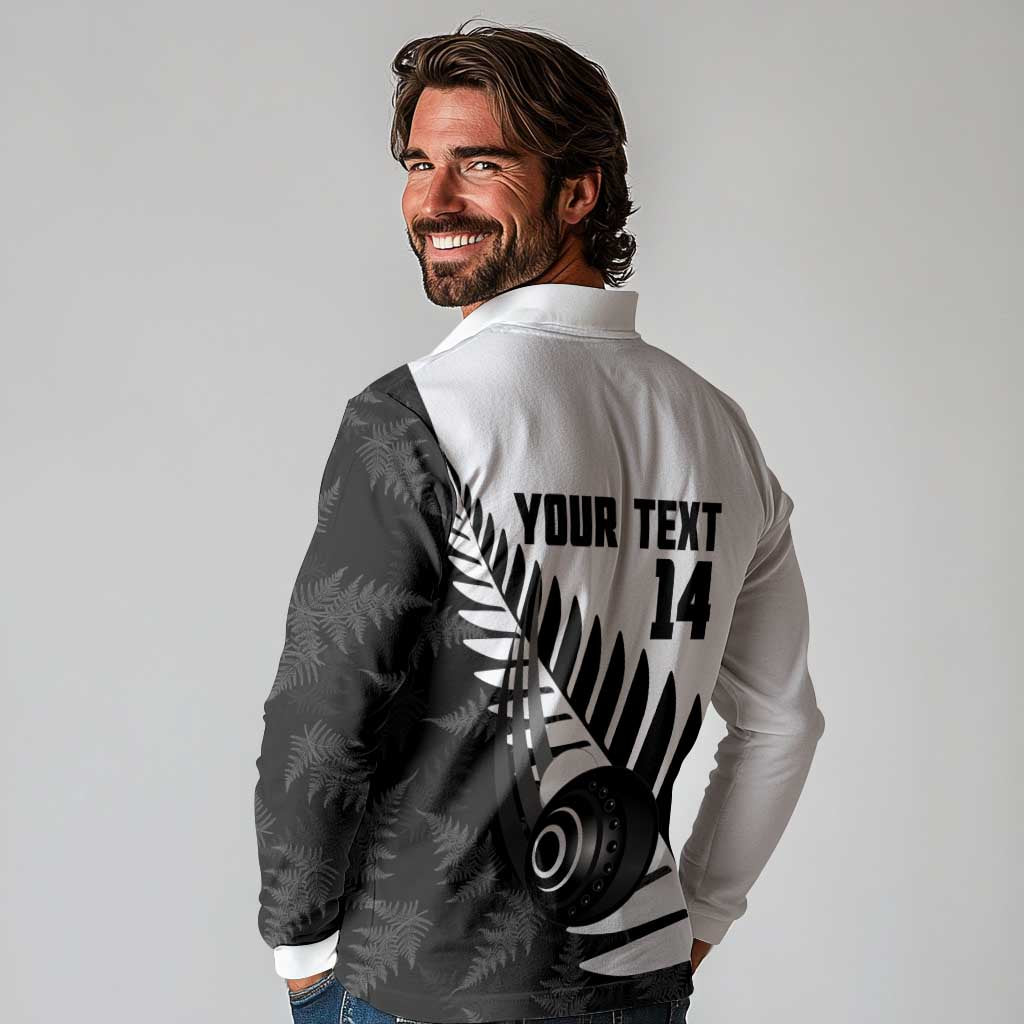 New Zealand Lawn Bowls Custom Long Sleeve Polo Shirt Aotearoa Silver Fern - Polynesian Pride