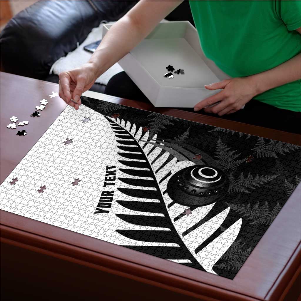 New Zealand Lawn Bowls Custom Puzzle Aotearoa Silver Fern - Polynesian Pride
