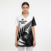 New Zealand Lawn Bowls Custom Scrub Top Aotearoa Silver Fern - Polynesian Pride