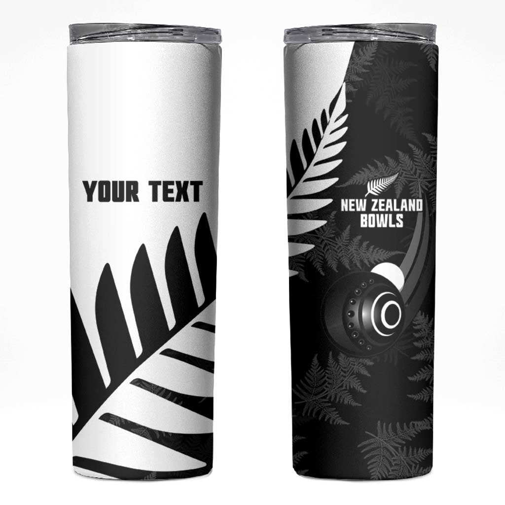 New Zealand Lawn Bowls Custom Skinny Tumbler Aotearoa Silver Fern - Polynesian Pride