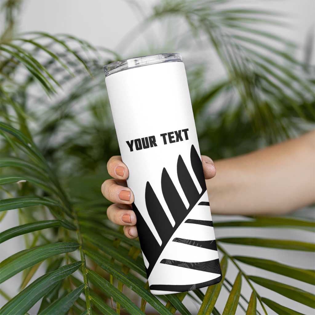 New Zealand Lawn Bowls Custom Skinny Tumbler Aotearoa Silver Fern - Polynesian Pride