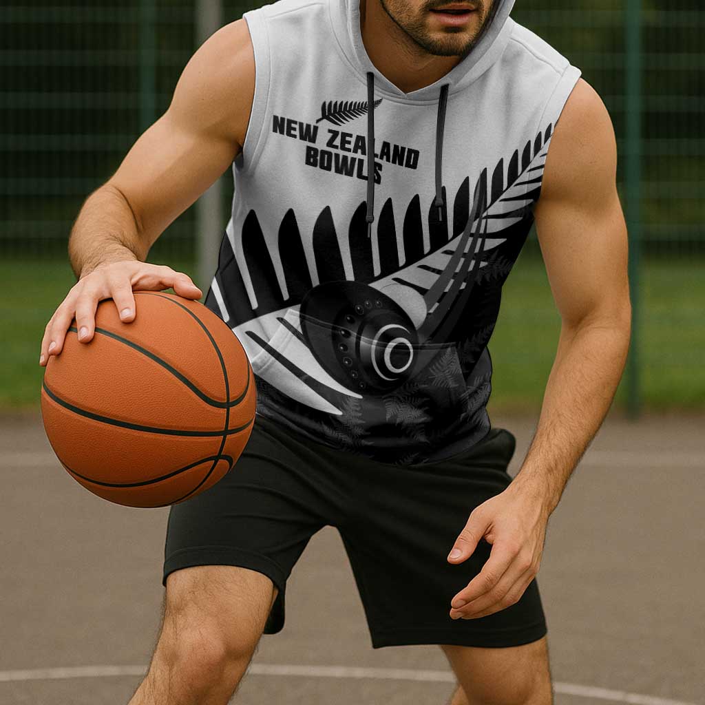New Zealand Lawn Bowls Custom Sleeveless Hoodie Aotearoa Silver Fern - Polynesian Pride