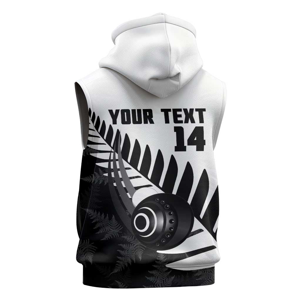 New Zealand Lawn Bowls Custom Sleeveless Zip Hoodie Aotearoa Silver Fern - Polynesian Pride