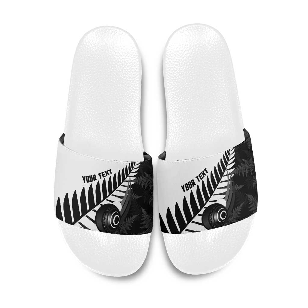 New Zealand Lawn Bowls Custom Slide Sandals Aotearoa Silver Fern - Polynesian Pride