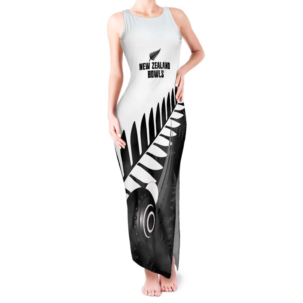 New Zealand Lawn Bowls Custom Tank Maxi Dress Aotearoa Silver Fern - Polynesian Pride