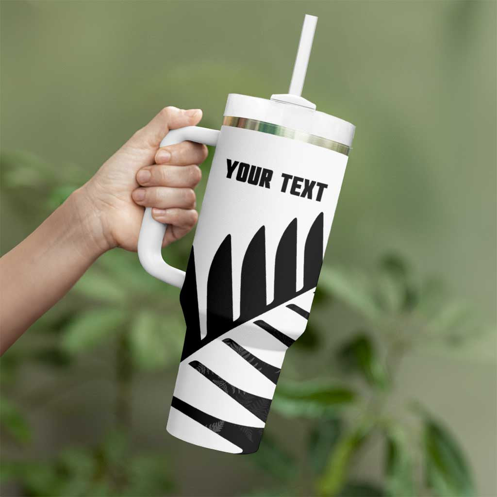 New Zealand Lawn Bowls Custom Tumbler With Handle Aotearoa Silver Fern - Polynesian Pride