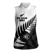 New Zealand Lawn Bowls Custom Women Sleeveless Polo Shirt Aotearoa Silver Fern - Polynesian Pride