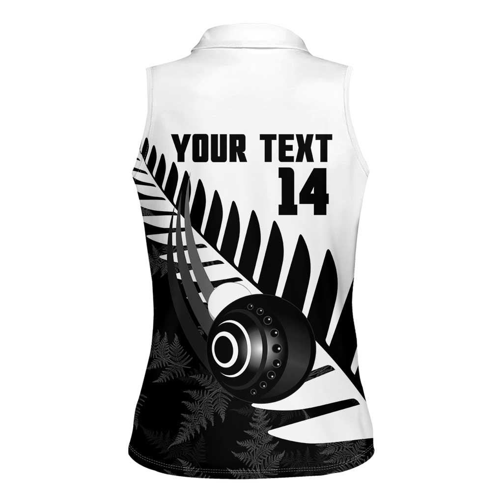 New Zealand Lawn Bowls Custom Women Sleeveless Polo Shirt Aotearoa Silver Fern - Polynesian Pride