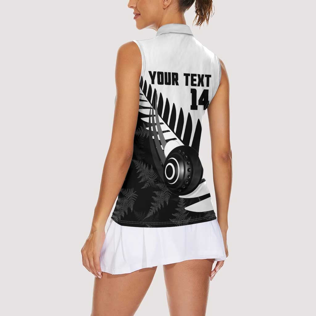 New Zealand Lawn Bowls Custom Women Sleeveless Polo Shirt Aotearoa Silver Fern - Polynesian Pride