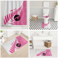 New Zealand Lawn Bowls Breast Cancer Custom Bathroom Set Aotearoa Maori Silver Fern Pink Ribbon - Polynesian Pride
