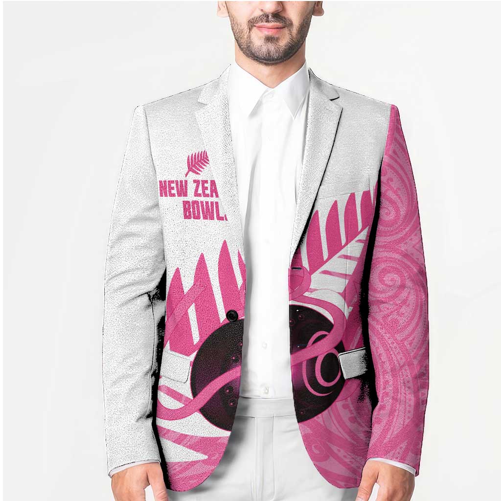 New Zealand Lawn Bowls Breast Cancer Custom Blazer Aotearoa Maori Silver Fern Pink Ribbon - Polynesian Pride