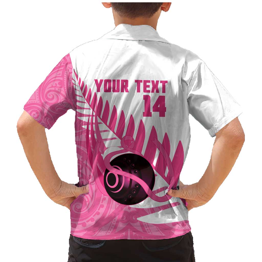 New Zealand Lawn Bowls Breast Cancer Custom Family Matching Mermaid Dress and Hawaiian Shirt Aotearoa Maori Silver Fern Pink Ribbon - Polynesian Pride