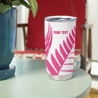 New Zealand Lawn Bowls Breast Cancer Custom Tumbler Cup Aotearoa Maori Silver Fern Pink Ribbon - Polynesian Pride