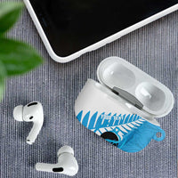 New Zealand Lawn Bowls Prostate Cancer Custom AirPods Case Aotearoa Maori Silver Fern Blue Ribbon - Polynesian Pride
