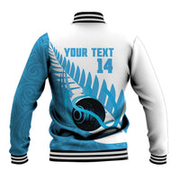 New Zealand Lawn Bowls Prostate Cancer Custom Baseball Jacket Aotearoa Maori Silver Fern Blue Ribbon - Polynesian Pride