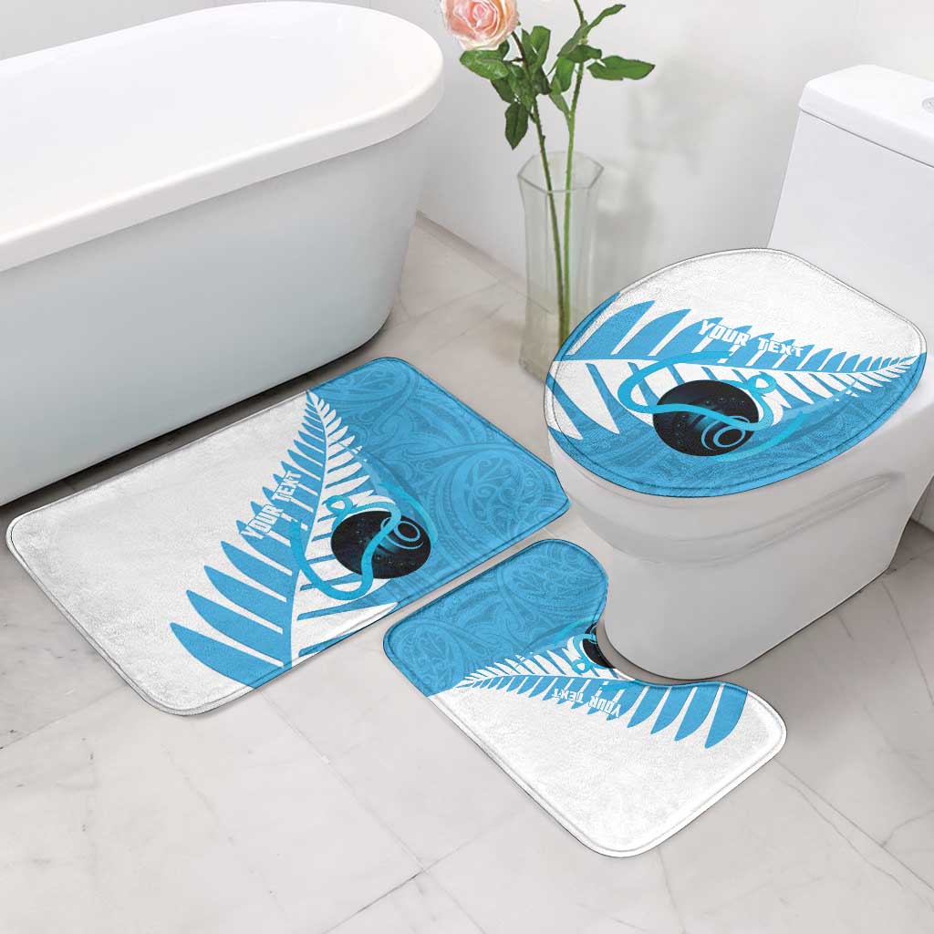 New Zealand Lawn Bowls Prostate Cancer Custom Bathroom Set Aotearoa Maori Silver Fern Blue Ribbon - Polynesian Pride