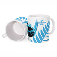 New Zealand Lawn Bowls Prostate Cancer Custom Ceramic Mug Aotearoa Maori Silver Fern Blue Ribbon - Polynesian Pride