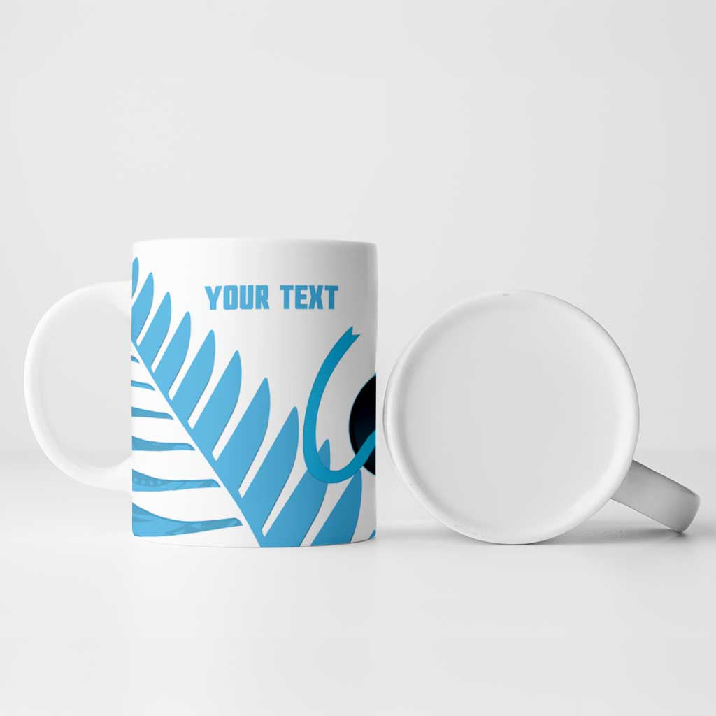 New Zealand Lawn Bowls Prostate Cancer Custom Ceramic Mug Aotearoa Maori Silver Fern Blue Ribbon - Polynesian Pride