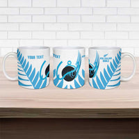 New Zealand Lawn Bowls Prostate Cancer Custom Ceramic Mug Aotearoa Maori Silver Fern Blue Ribbon - Polynesian Pride