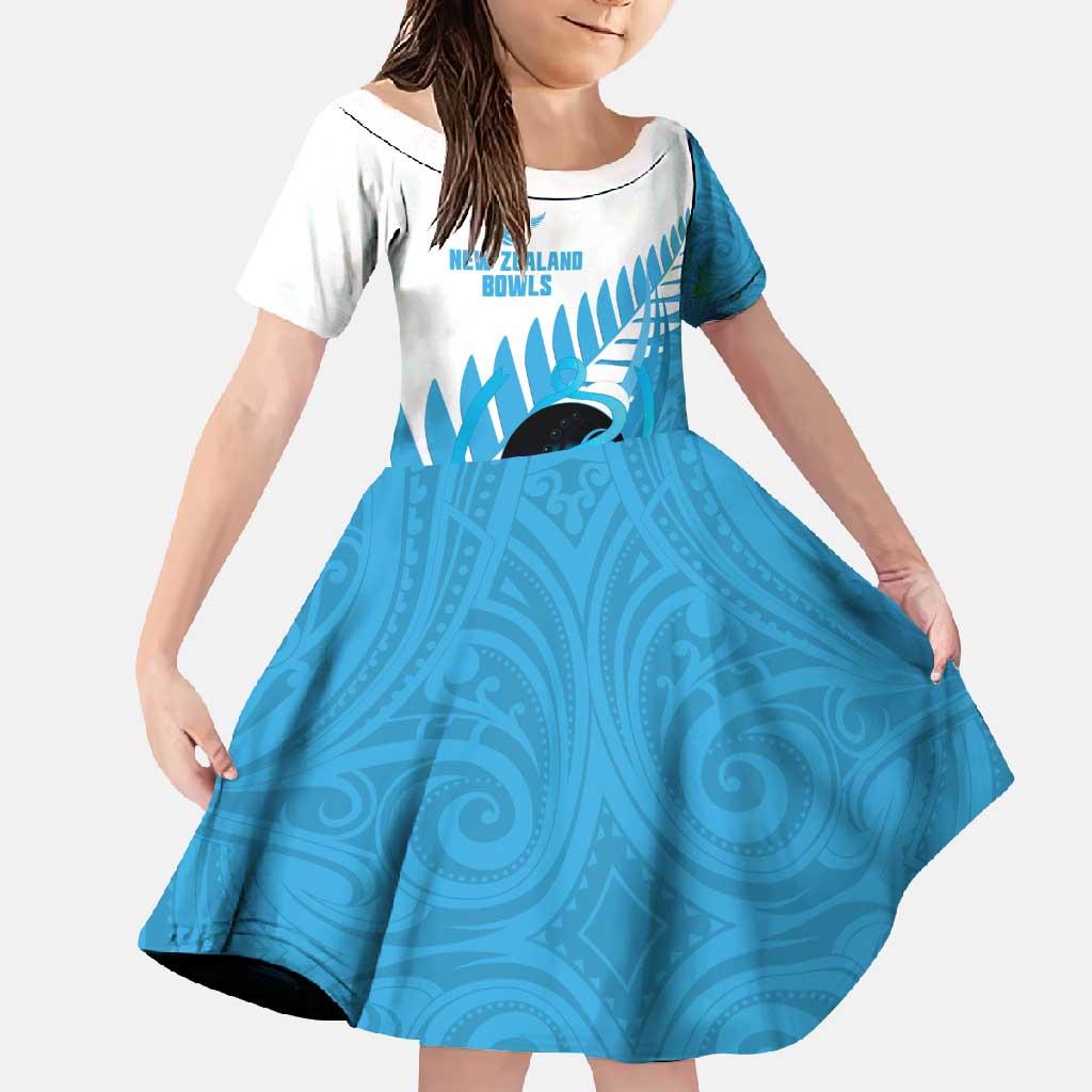 New Zealand Lawn Bowls Prostate Cancer Custom Family Matching Long Sleeve Bodycon Dress and Hawaiian Shirt Aotearoa Maori Silver Fern Blue Ribbon - Polynesian Pride