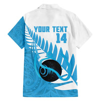 New Zealand Lawn Bowls Prostate Cancer Custom Family Matching Off The Shoulder Long Sleeve Dress and Hawaiian Shirt Aotearoa Maori Silver Fern Blue Ribbon - Polynesian Pride