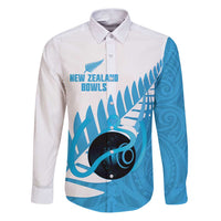 New Zealand Lawn Bowls Prostate Cancer Custom Family Matching Puletasi and Hawaiian Shirt Aotearoa Maori Silver Fern Blue Ribbon - Polynesian Pride