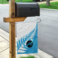 New Zealand Lawn Bowls Prostate Cancer Custom Garden Flag Aotearoa Maori Silver Fern Blue Ribbon - Polynesian Pride