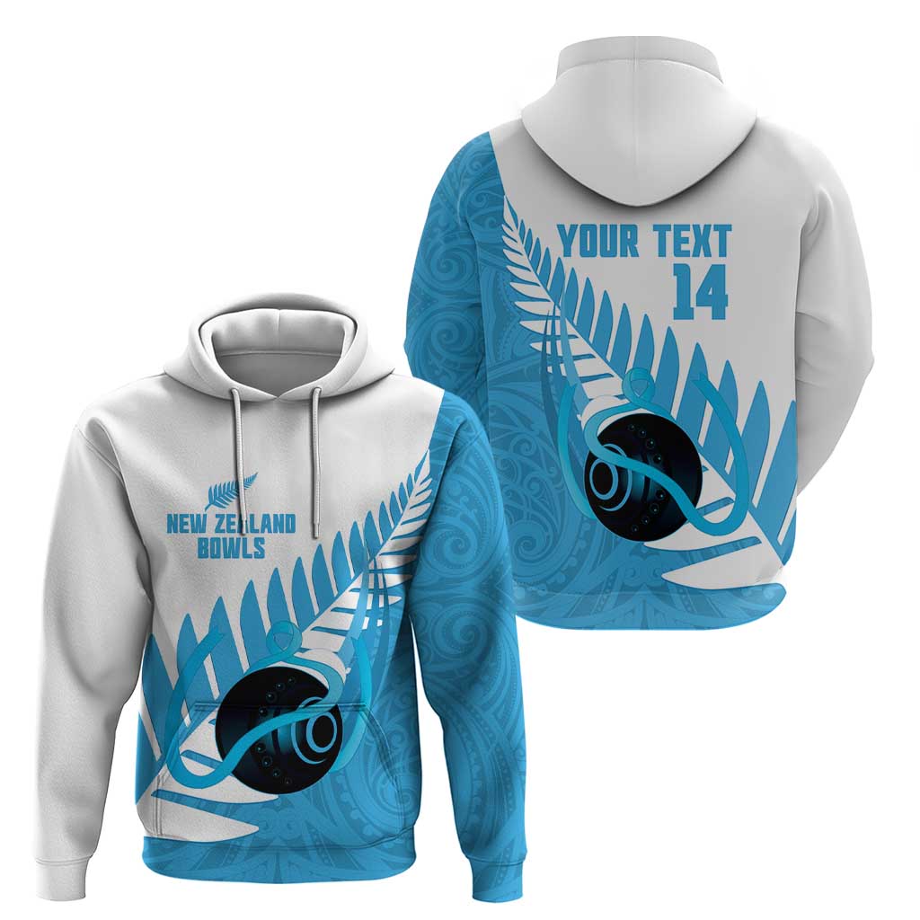 New Zealand Lawn Bowls Prostate Cancer Custom Hoodie Aotearoa Maori Silver Fern Blue Ribbon - Polynesian Pride