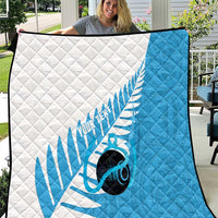 New Zealand Lawn Bowls Prostate Cancer Custom Quilt Aotearoa Maori Silver Fern Blue Ribbon - Polynesian Pride