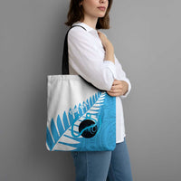 New Zealand Lawn Bowls Prostate Cancer Custom Tote Bag Aotearoa Maori Silver Fern Blue Ribbon - Polynesian Pride