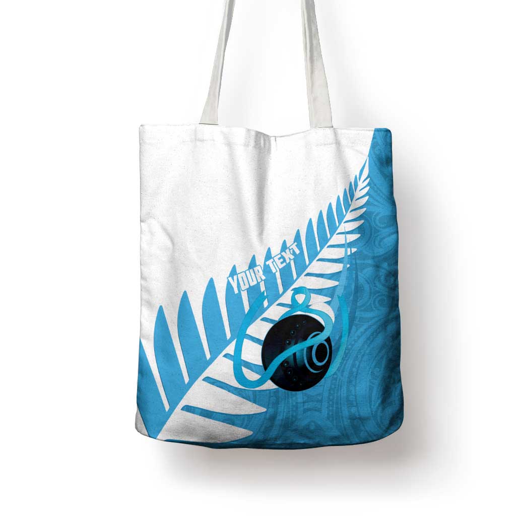New Zealand Lawn Bowls Prostate Cancer Custom Tote Bag Aotearoa Maori Silver Fern Blue Ribbon - Polynesian Pride