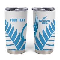 New Zealand Lawn Bowls Prostate Cancer Custom Tumbler Cup Aotearoa Maori Silver Fern Blue Ribbon - Polynesian Pride