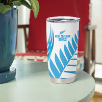 New Zealand Lawn Bowls Prostate Cancer Custom Tumbler Cup Aotearoa Maori Silver Fern Blue Ribbon - Polynesian Pride