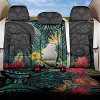 Sulphur-crested Cockatoo New Zealand Back Car Seat Cover Paua Shell Aotearoa Maori Tropical Flowers - Polynesian Pride