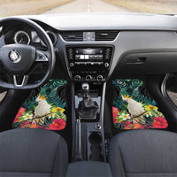 Sulphur-crested Cockatoo New Zealand Car Mats Paua Shell Aotearoa Maori Tropical Flowers - Polynesian Pride