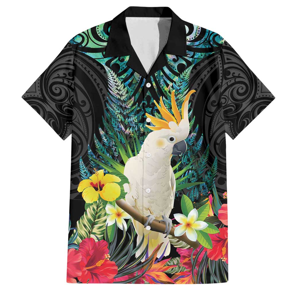 Sulphur-crested Cockatoo New Zealand Family Matching Puletasi and Hawaiian Shirt Paua Shell Aotearoa Maori Tropical Flowers - Polynesian Pride