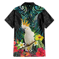 Sulphur-crested Cockatoo New Zealand Family Matching Tank Maxi Dress and Hawaiian Shirt Paua Shell Aotearoa Maori Tropical Flowers - Polynesian Pride