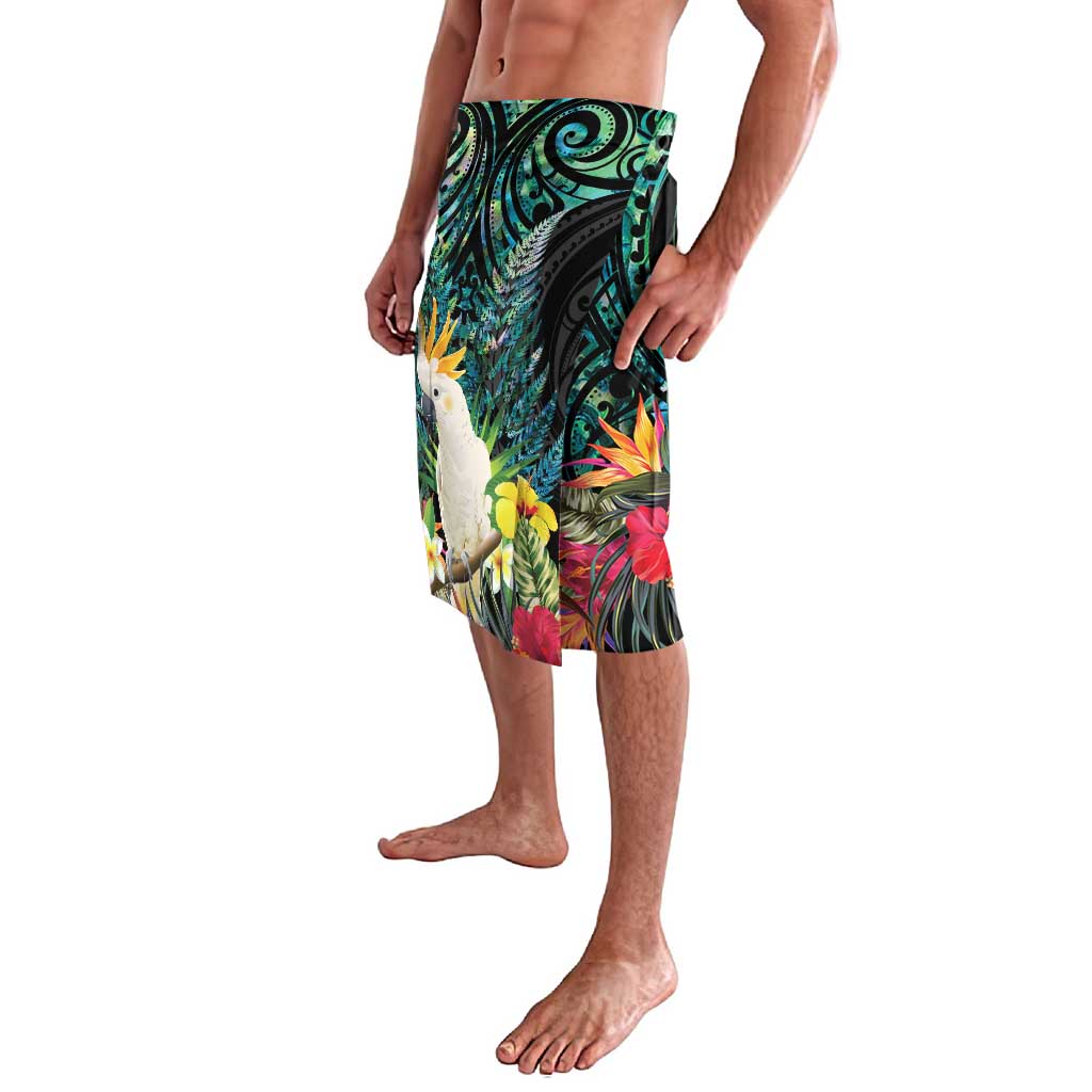 Sulphur-crested Cockatoo New Zealand Lavalava Paua Shell Aotearoa Maori Tropical Flowers - Polynesian Pride